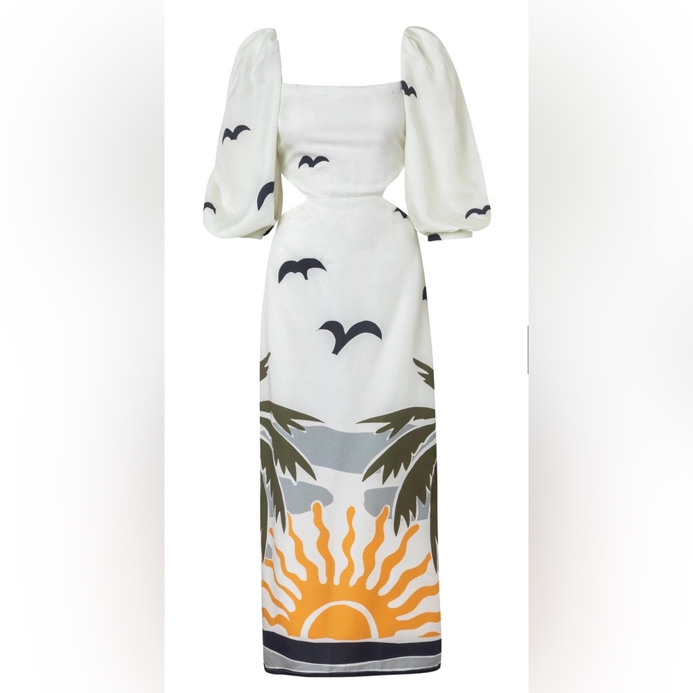 CALA DE LA CRUZ***Timbiqui White Puff Sleeve Maxi Dress***XS $585